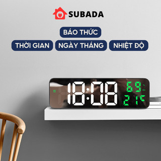 Đồng hồ điện tử led có báo thức để bàn hoặc treo tường trang trí phòng ngủ phòng khách Subada đủ ngày tháng năm DHO3