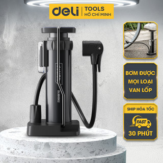 Bơm Xe Đạp Deli Đạp Chân Chính Hãng - Siêu Nhẹ, Dễ Dàng Di Chuyển - Áp Suất Cao