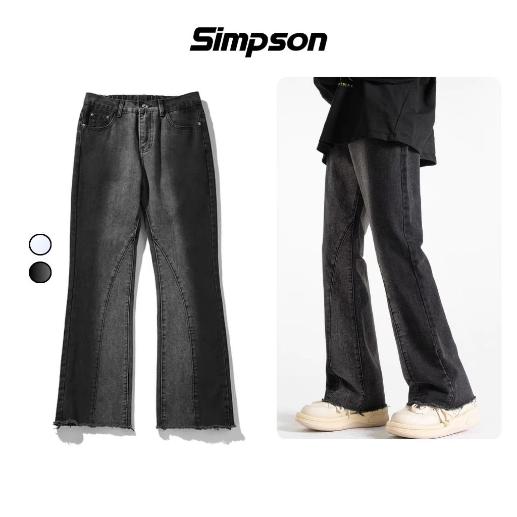 Quần Jean Dài Phối Y2K Ống Suông Rộng Trend 2024 Cạp Thấp Form Unisex Quần Jean Nam Nữ - QS03