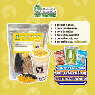 Set Trà Sữa Tự Pha Kem Trứng Dừa Nướng THE GARDEN, Nguyên Liệu Làm Trà Sữa 25-30 Ly