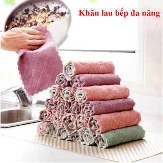 Khăn lau 2 mặt siêu thấm, Khăn lau không phai màu nhanh khô, Khăn lau bếp, khăn lau kính, lau bát đa năng