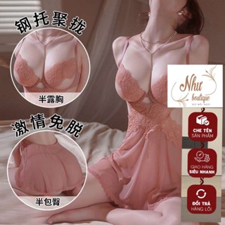  Váy Ngủ Sexy Hai Dây Xuyên Thấu Có Gọng Quyến Rũ Gợi Cảm Hở Lưng Tặng Kèm Chip Ms01 Như Boutique 