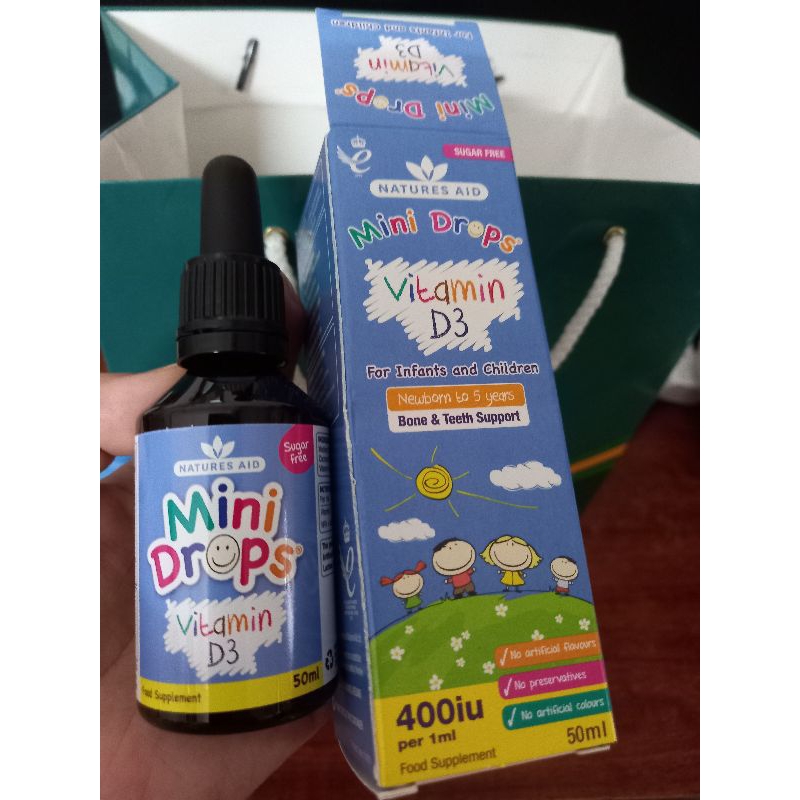 Vitamin D3 Mini drop Nature Aid dành cho trẻ sơ sinh đến 5 tuổi, nội địa Anh