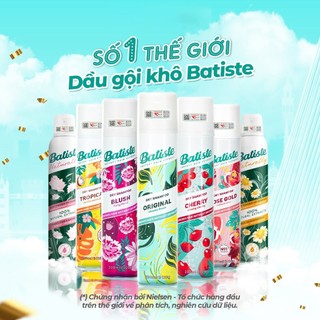 Dầu Gội Khô Batiste Dry Shampoo 200ml Hết Ngứa, Hết Bết Dính Tóc Bồng Bềnh Tức Thì