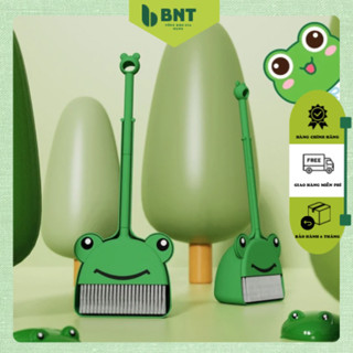  Bộ Chổi Quét Nhà Kèm Hót Rác Cho Bé Hình Ếch Xanh Dễ Dàng Tháo Lắp - Chổi ếch bản đẹp giống ảnh 100% 