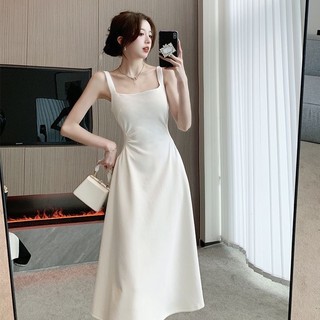 Váy đi biển, LADY DRESS hai dây dài bản to tiểu thư nữ tính chất yumi hàn - Đầm váy dáng dài xinh