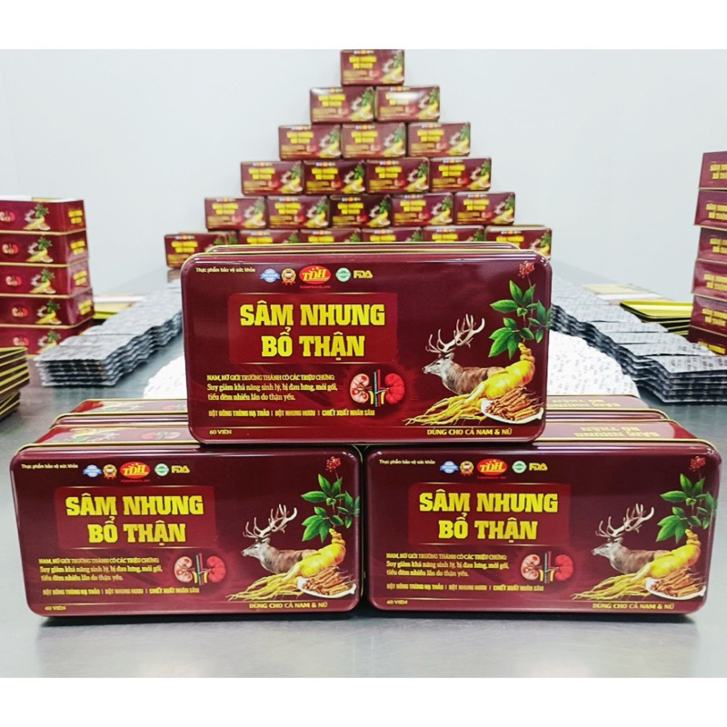 Sâm Nhung Bổ Thận [Hộp Thiếc 60 Viên] - Giúp tăng cường sinh lực, sinh lý nam, giảm đau lưng mỏi gối