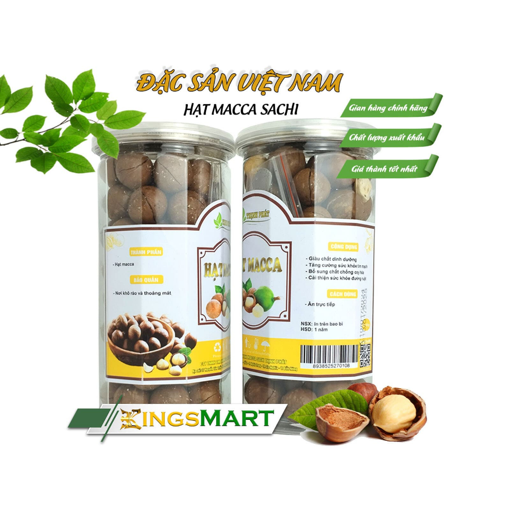 Hạt Macca cao cấp - Thương hiệu THỊNH PHÁT - Đặc sản Tây Nguyên - Hũ 500g - Kingsmart