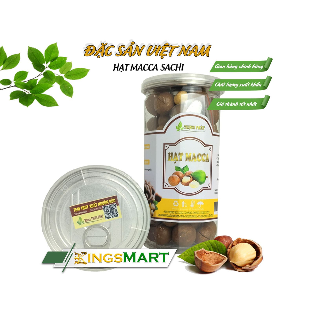 Hạt Macca cao cấp - Thương hiệu THỊNH PHÁT - Đặc sản Tây Nguyên - Hũ 500g - Kingsmart