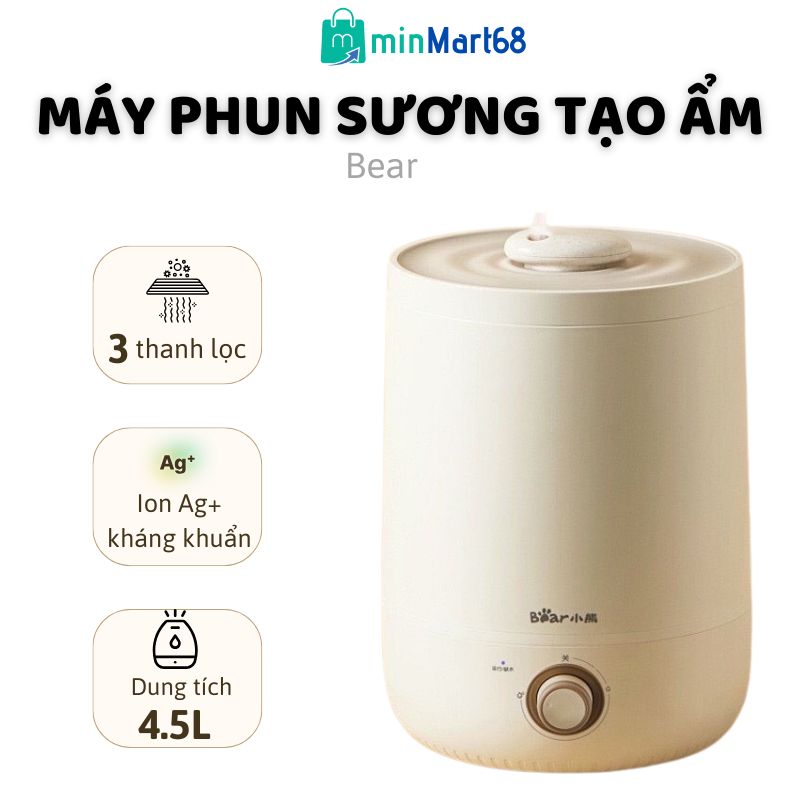 MÁY PHUN SƯƠNG TẠO ẨM KHÔNG KHÍ BEAR 4.5L, MÁY KHUẾCH TÁN TINH DẦU MÁY TẠO ẨM BẢO HÀNH 6 THÁNG