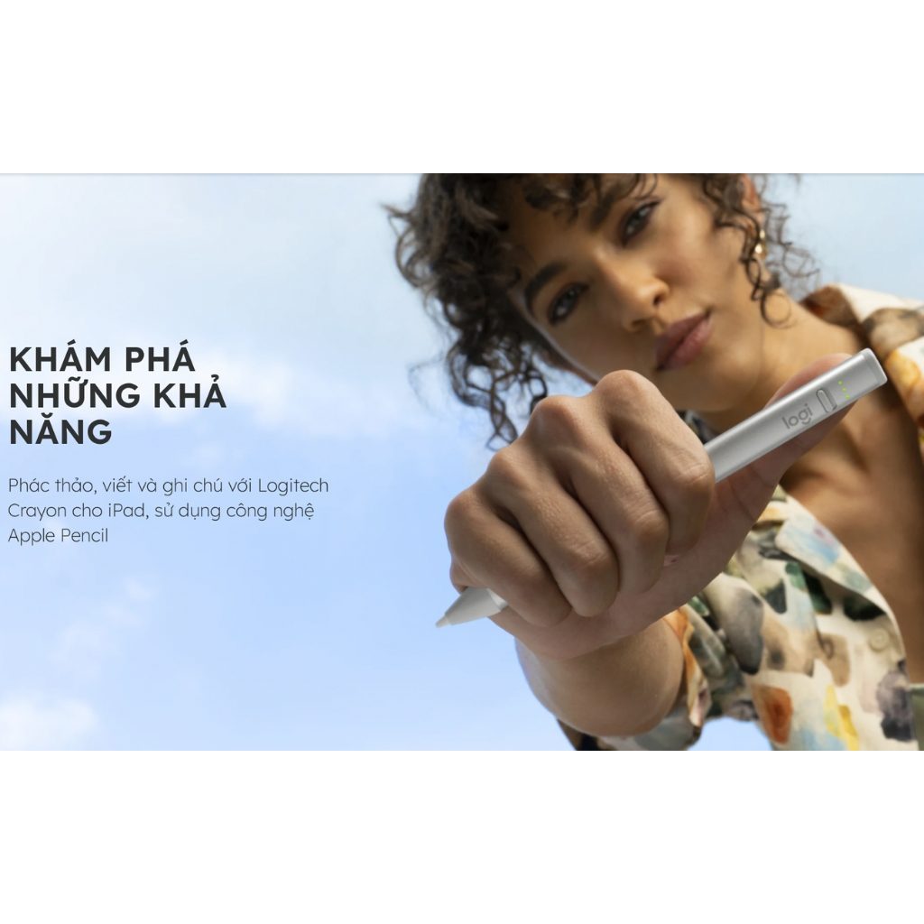 Bút cảm ứng Logitech Crayon cho iPad - Kỹ thuật số, không độ trễ, sạc nhanh USB C - Bảo hành 12 thán