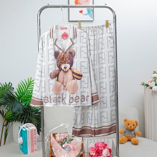 PYJAMA NỮ LỤA XƯỚC GẤU FF - đồ bộ mặc nhà