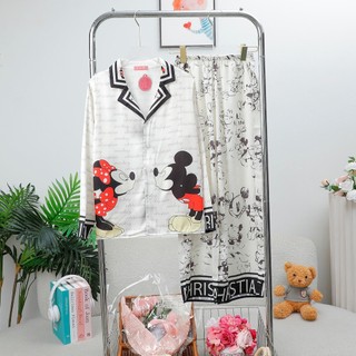 PYJAMA NỮ LỤA XƯỚC MICKEY KEM - đồ bộ mặc nhà