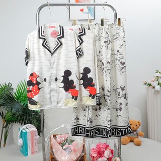 PYJAMA NỮ LỤA XƯỚC MICKEY KEM - đồ bộ mặc nhà