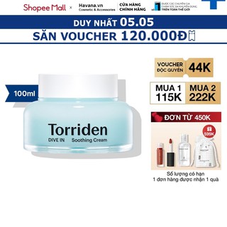 Kem dưỡng cấp ẩm phục hồi da Torriden Dive-in Soothing Cream 100ml