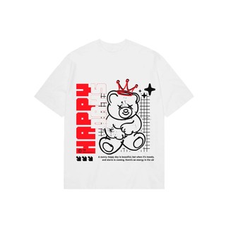 Áo thun in hình unisex nam nữ teeholic cotton cao cấp gấu teddy màu đen trắng TEDDY060424_18_TRẮNG