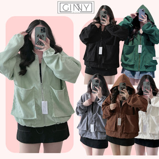 Áo Khoác Nhung Túi Hộp Nữ Chống Nắng Túi Trong Nón To GINNY TL03 | Freesize | Thời Trang Nữ | Đơn Giản |GinHouseShop