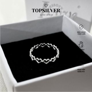 Nhẫn Nữ Bạc Ta TOPSILVER Full Trái Tim Nhỏ Xinh Dễ Thương Đủ Size