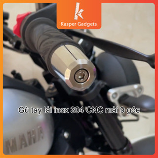  Gù tay lái inox 304 CNC nặng 400g chống rung mài 9 góc | 9-edge chamfered bar end finishers 