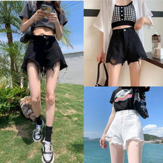 Quần short jeans ôm lưng siêu cao mài rách gấu - ảnh thật shop chụp
