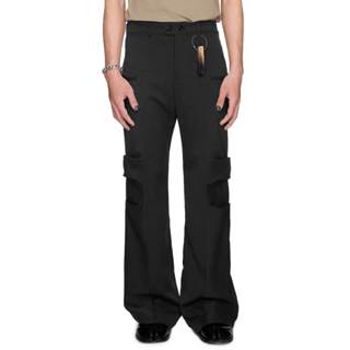 Quần Kaki nam dài xếp nếp ống đứng - BEUTER Black Flare Trousers