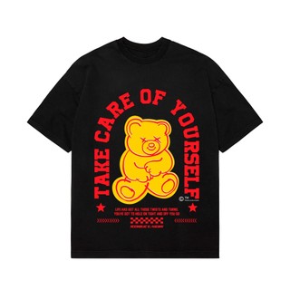 Áo thun in hình unisex nam nữ teeholic cotton cao cấp gấu teddy màu đen trắng TEDDY060424_34_ĐEN