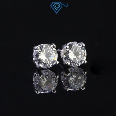 Khuyên tai nam bạc thật nụ đính đá to 8.0mm phong cách sang trọng, lịch lãm BTA0102 - Trang Sức TNJ