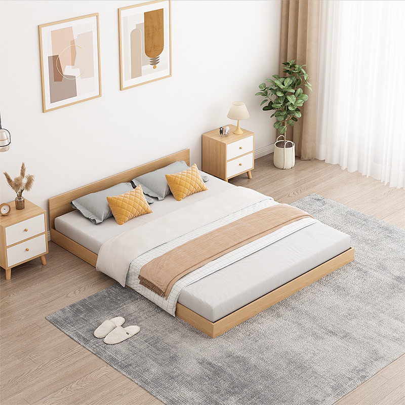 Giường ngủ bệt kiểu Nhật gỗ MDF decor phòng ngủ tiện lợi