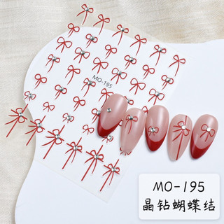 Sticker nơ đính đá trang trí móng tay