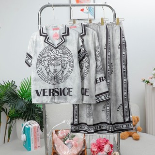 PYJAMA NỮ LỤA XƯỚC VS XÁM - đồ bộ mặc nhà