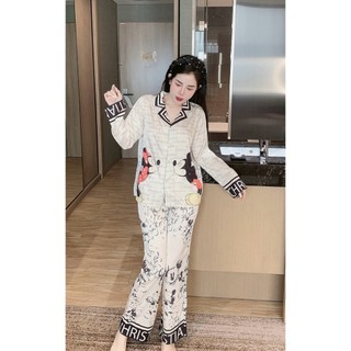 PYJAMA NỮ LỤA XƯỚC MICKEY KEM - đồ bộ mặc nhà