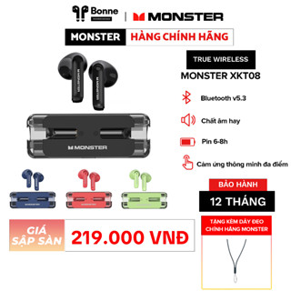 Tai nghe bluetooh MONSTER XKT08, tai nghe không dây true wireless chính hãng, cảm ứng đa diểm, có mic đàm thoại BONNE