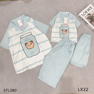 Set bộ pijama lụa mẹ và bé, áo cộc quần lửng chất lụa xước