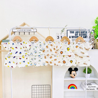 Set 3 bộ cộc tay bé trai bộ cộc tay bé gái minky chất liệu thun gân siêu mát mềm mịn