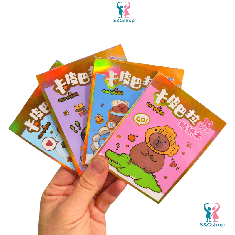 3 Cuốn Capybara - Sổ sticker mini đã cắt sẵn dễ thương