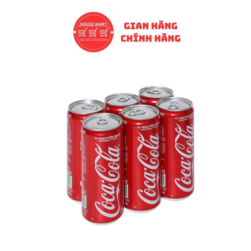 Lốc 6 Lon Coca Cola Vị Nguyên Bản Lon 235ml / 320ml