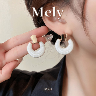 Bông tai tròn trắng xà cừ - mely 875