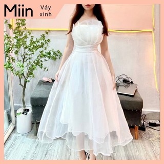 Váy tiệc 2 dây xếp ly úp ngực