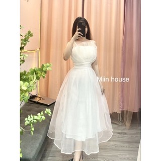 Váy tiệc 2 dây xếp ly úp ngực