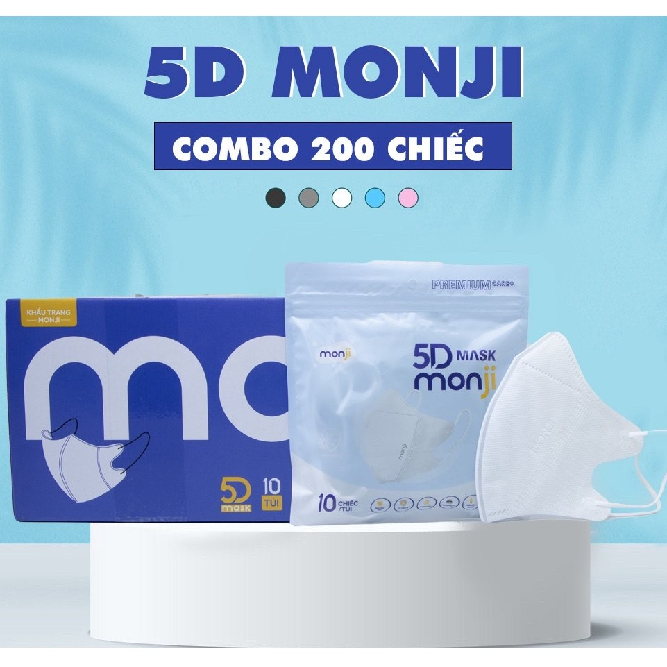 Thùng 300 Chiếc Khẩu Trang 5D MASK MONJI - Thùng 300 Chiếc Khẩu Trang Y Tế 3 Lớp Kháng Khuẩn
