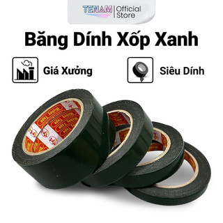 Băng dính xốp xanh 2 mặt siêu dính dán tranh ảnh, đồ trang trí - dài 4m rộng 1.2cm, 2cm, 2.4cm, 5cm