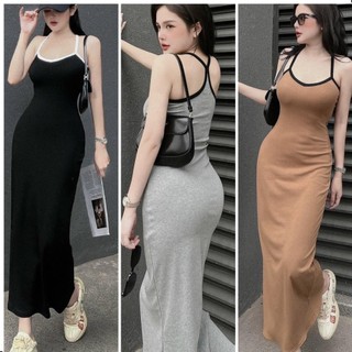 Đầm 2 dây viền form dài chất thun cực xinh