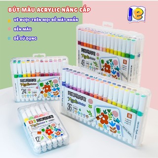  Bút Màu Acrylic Marker 12 24 36 48 60 80 Cao Cấp Màu Sắc Tươi Sáng - Bút Lông Màu - Phiên bản mới tăng 50% mực 
