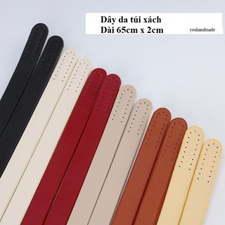 Dây quai da may túi xách handmade đục lỗ sẵn, dây đeo túi xách da handmade len sợi