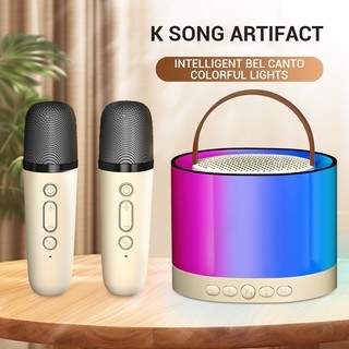 Micro hát karaoke loa, k52 micro bluetooth home ktv karaoke micro kép đèn rgb loa bluetooth không dây dành cho trẻ em