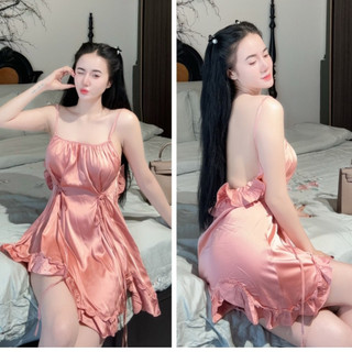 Váy Ngủ - Đầm Ngủ 2 Dây Lụa Latin Mặc Nhà Gợi Cảm Quyến Rũ Free Size 40-56kg