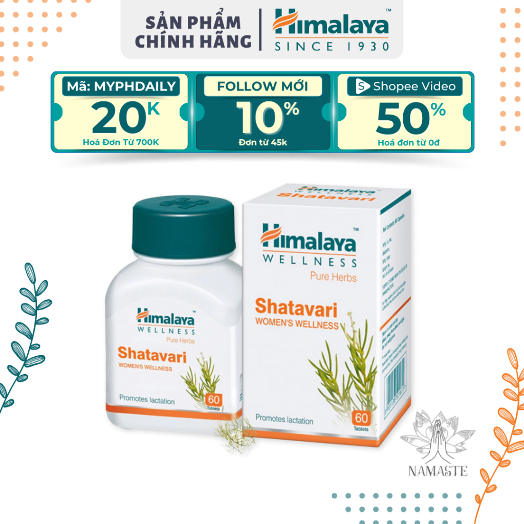 Shatavari Himalaya 60v Viên Uống Cân Bằng Nội Tiết Tố Nữ Xuất Xứ Ấn Độ Namaste | Lê Bằng Vân