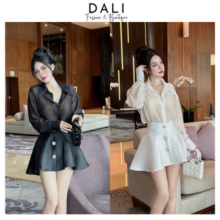 Set Dự Tiệc 3 Món Gồm Áo Sơ Mi Chất Liệu Tơ Hàn Kèm Áo 2 Dây + Chân Váy Tafta Đính Đá Sang Chảnh