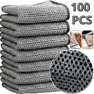 Sỉ 100 Khăn Rửa Bát Dây Kim Loại Lau Rửa Bát Xoong Nồi Chống Mài Mòn Tiện Dụng