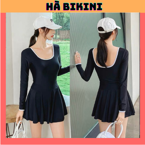 Bikini đi biển, đồ bơi nữ váy dài tay cổ vuông sexy HÀ BIKINI | BigBuy360 - bigbuy360.vn